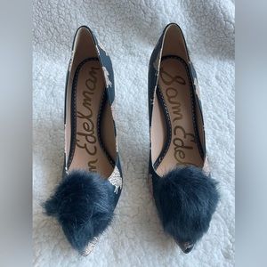 Sam Eldemen- sexy Pom Pom brocade heels